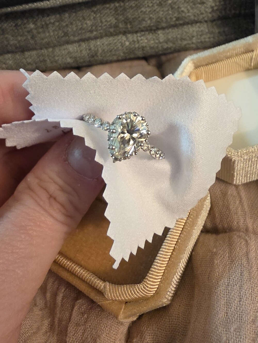 3ct Pear Shaped Halo Ring - 9.5
